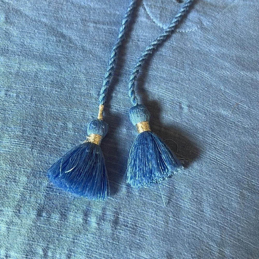 J jill light blue knit hoodie with drawstring. Size undefined - Image 6