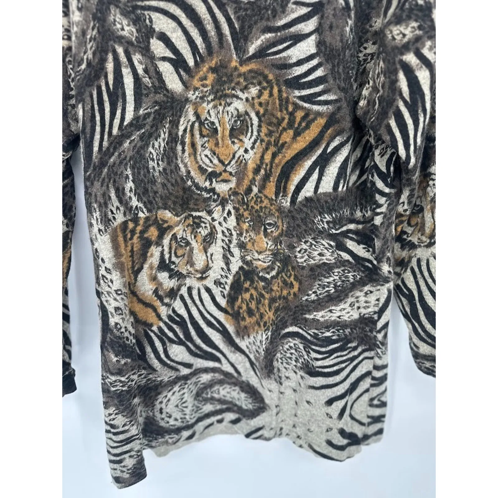 Vintage Michelle Nichole Tiger Sweater Lambswool Angora Animal Jungle Size Large Black - Image 4