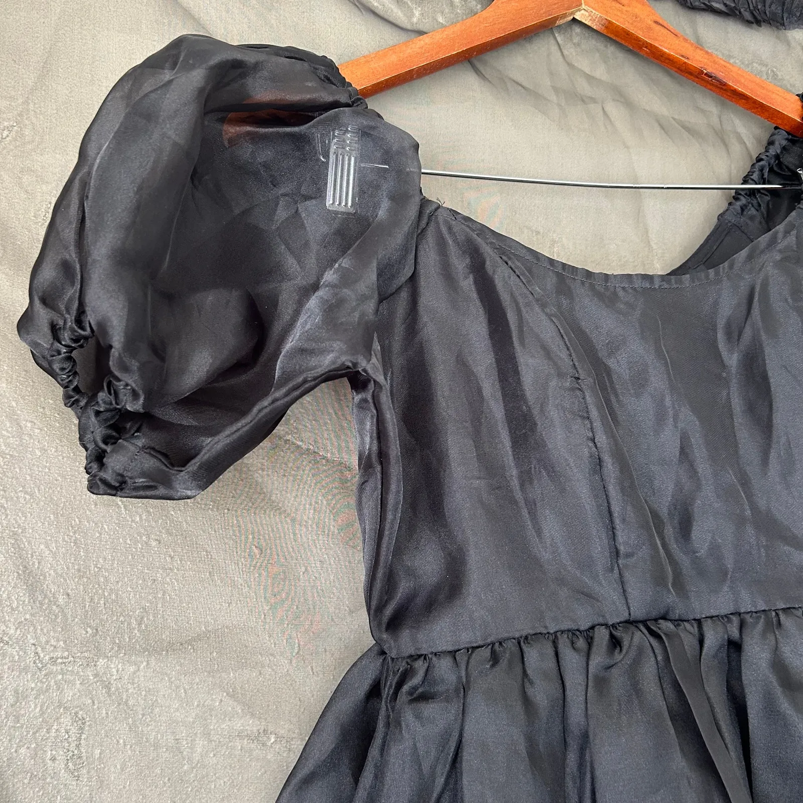 Thorn & Fable Coquette Black Puff Sleeve Babydoll Dress Size Small - Image 3