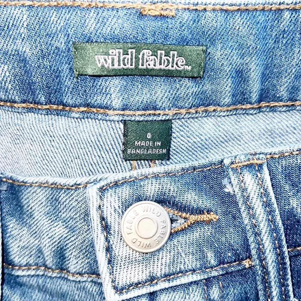 Wild Fable High Waisted Raw Hem Medium Wash Jeans Shorts - Image 6