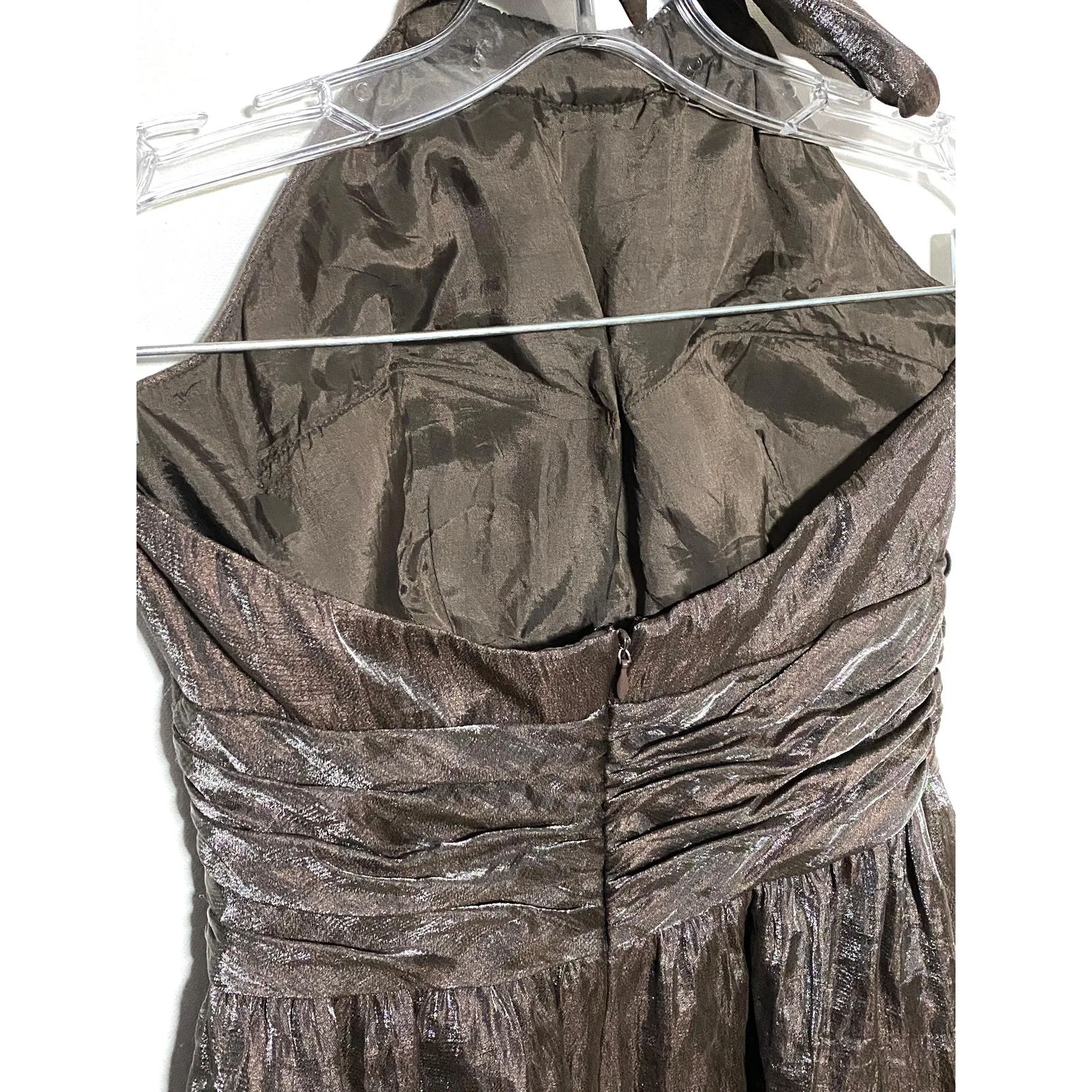 Adrianna Papell Boutique Halter Dress 2 Metallic Whimsigoth Grunge Prom Formal - Image 6