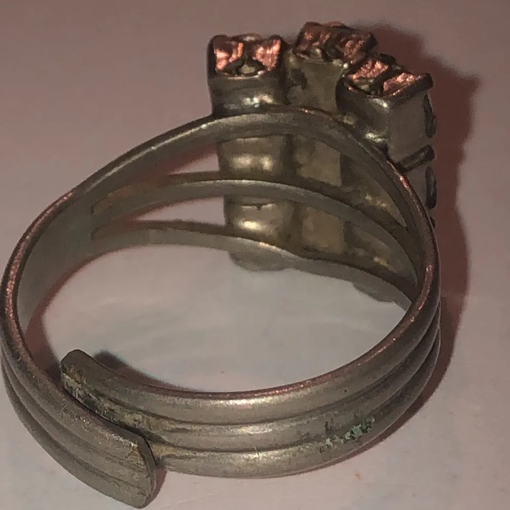 Adjustable Vintage Silver Tone Light Blue CZ Rhinestones Boho Statement Ring - Image 6