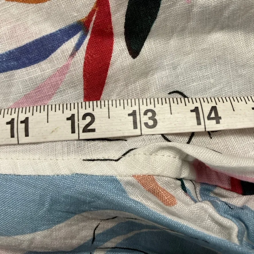 Cynthia Rowley Linen Tropical Leaf Print‎ Wide Leg Crop Pants Women's Size 2X - Image 10