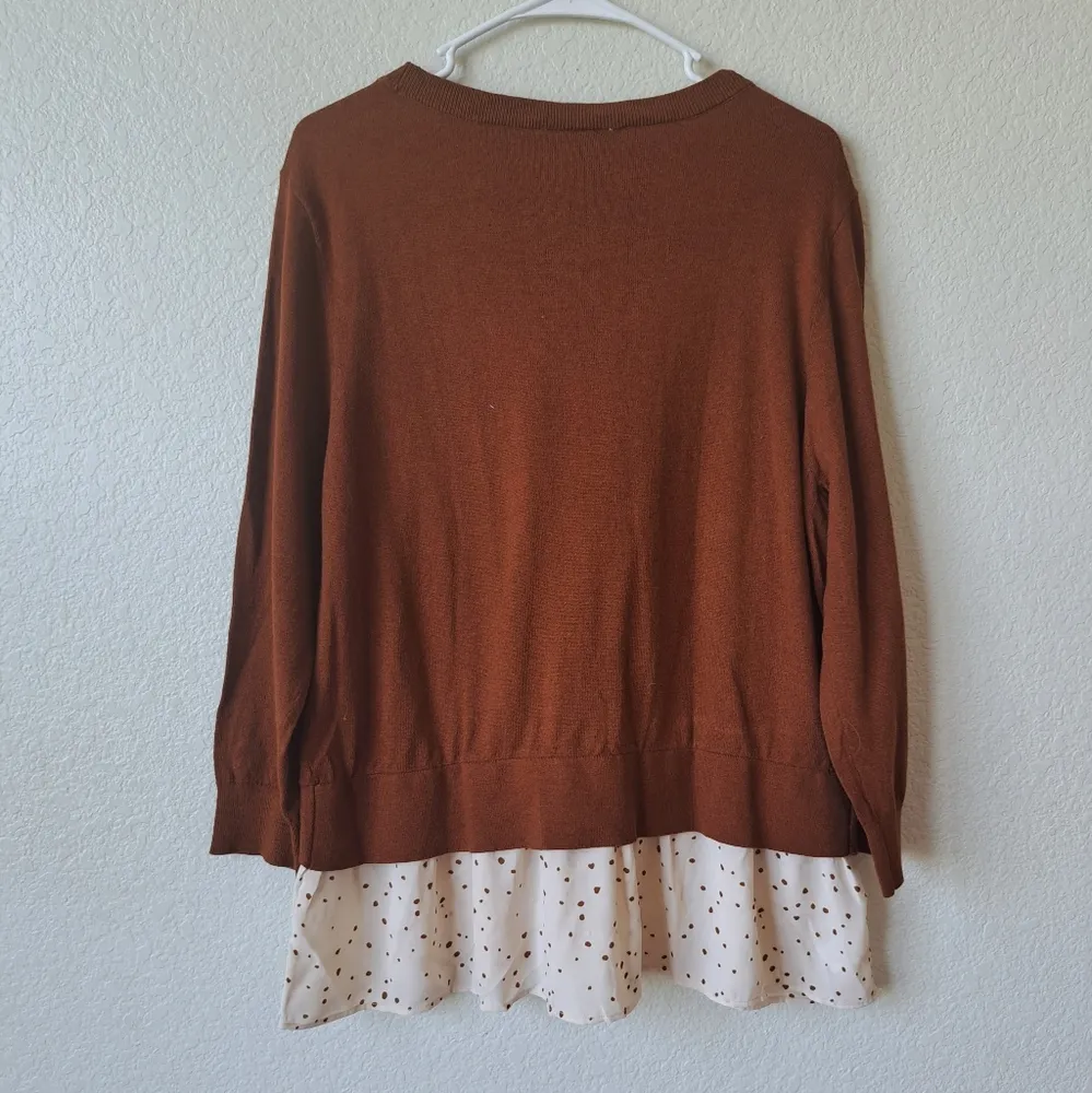 Loft Brown Layered Longsleeve Top Size XL - Image 7