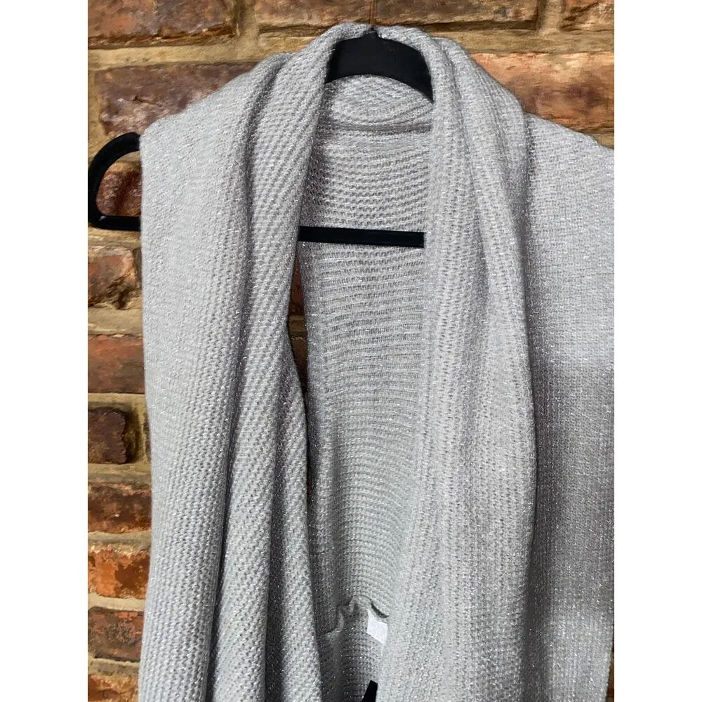 NWT Bianca Nygard Gray Silver Metallic Fringe Sweater Scarf Women's One Size Size undefined - Image 2