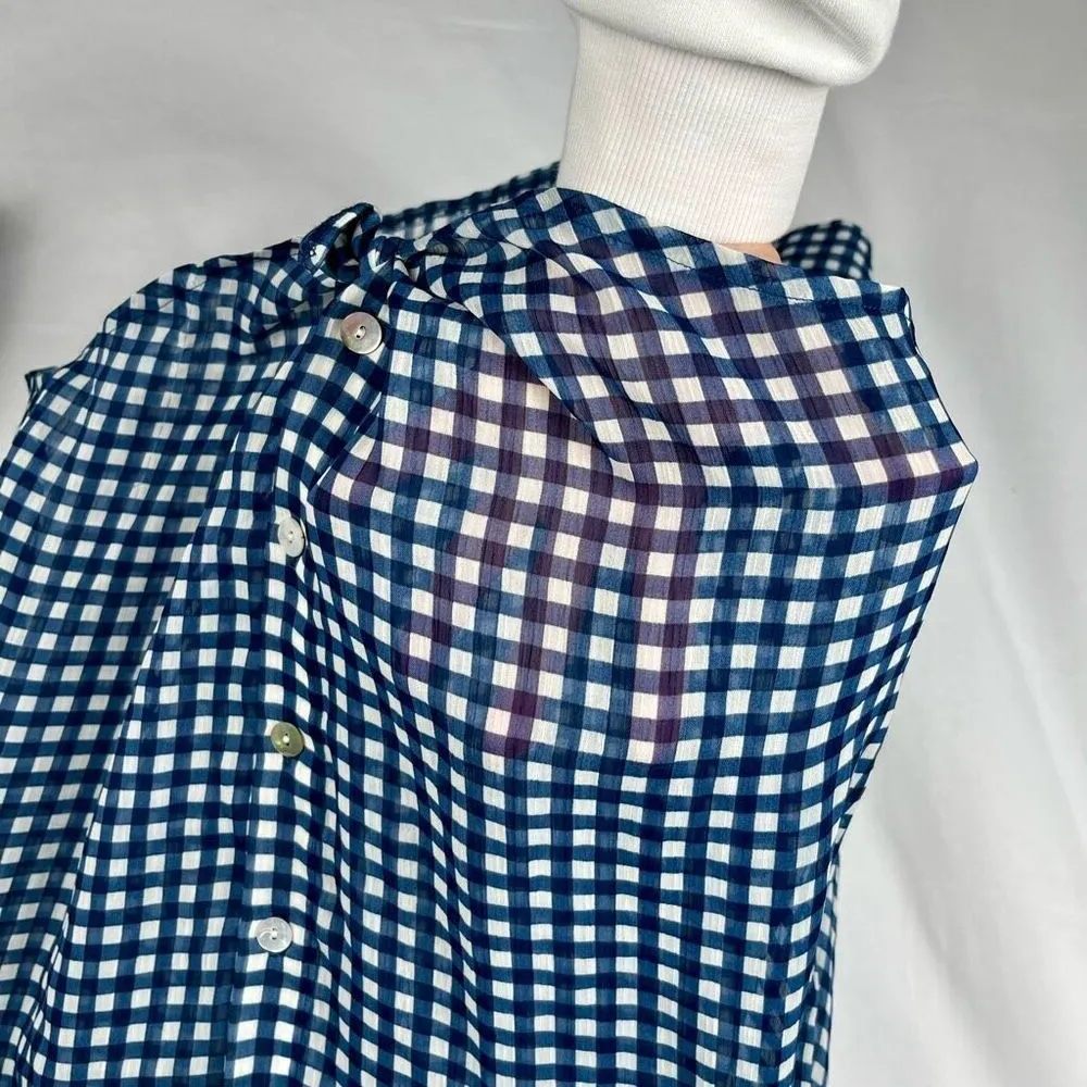 About A Girl Plaid Sheer Button Down Long Sleeve Medium - Image 2