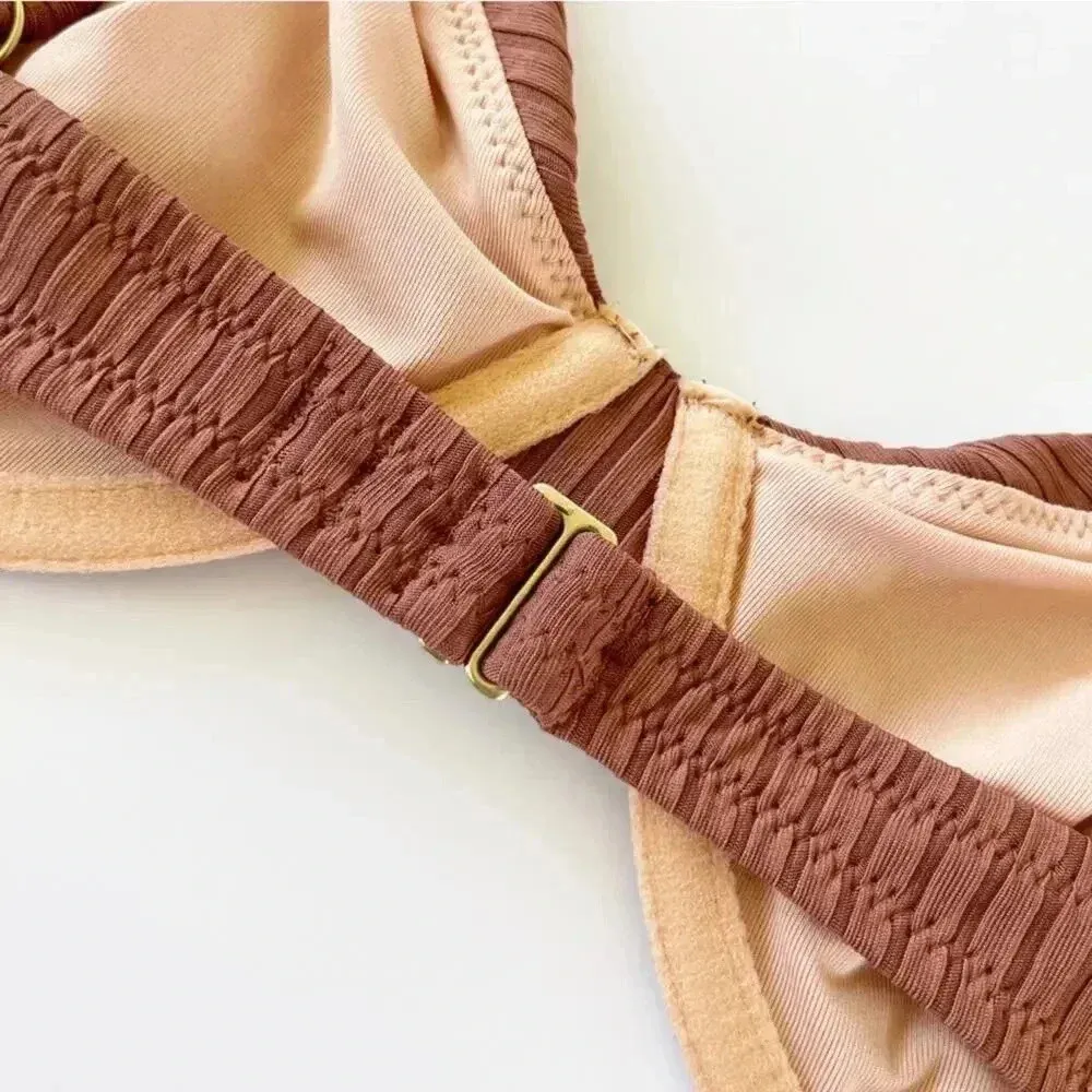 J Crew Wide rib french bikini top in Appalachian Brown Bra Size 38C NWT - Image 8