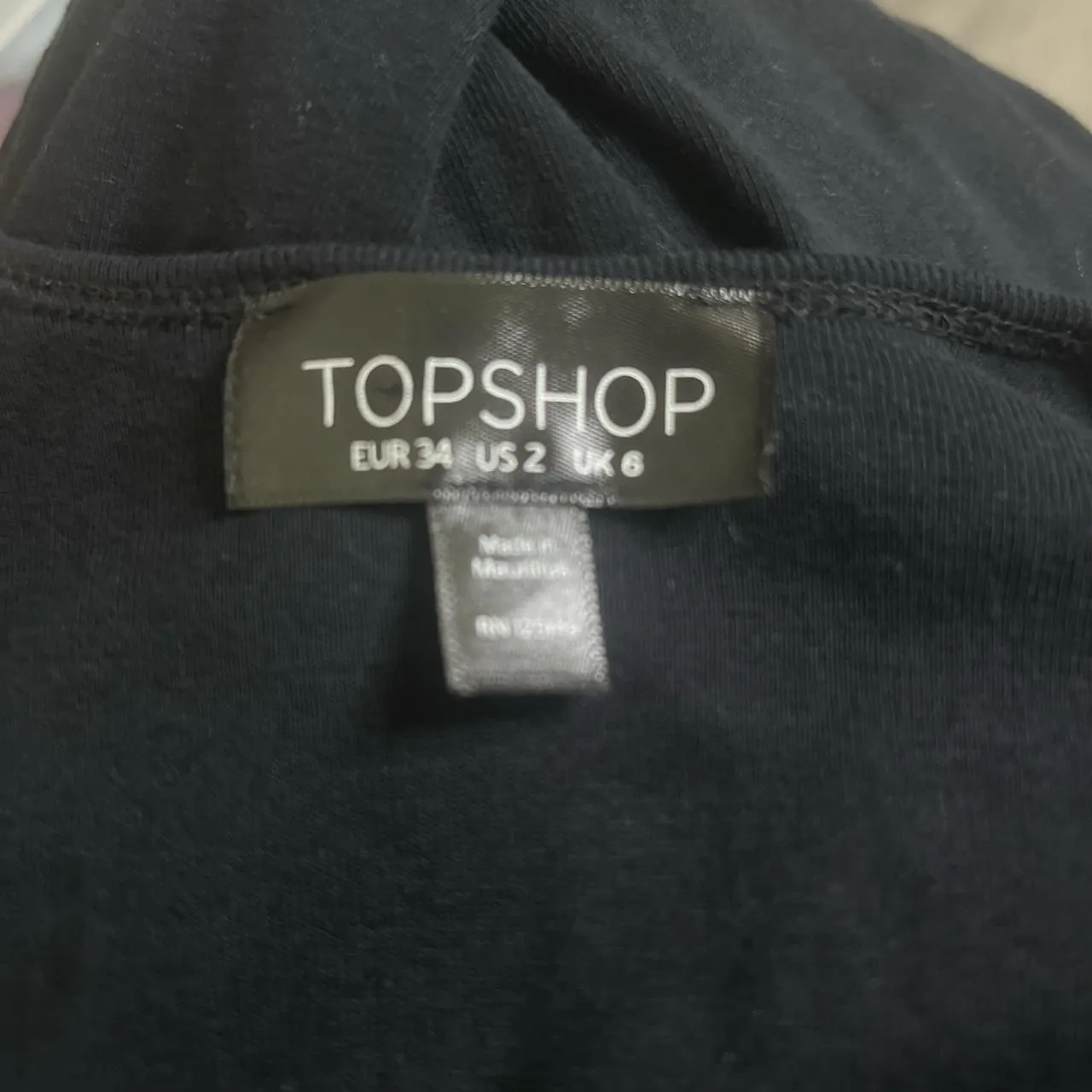 Topshop Cropped Henley Tank Top Black Size 2 - Image 3