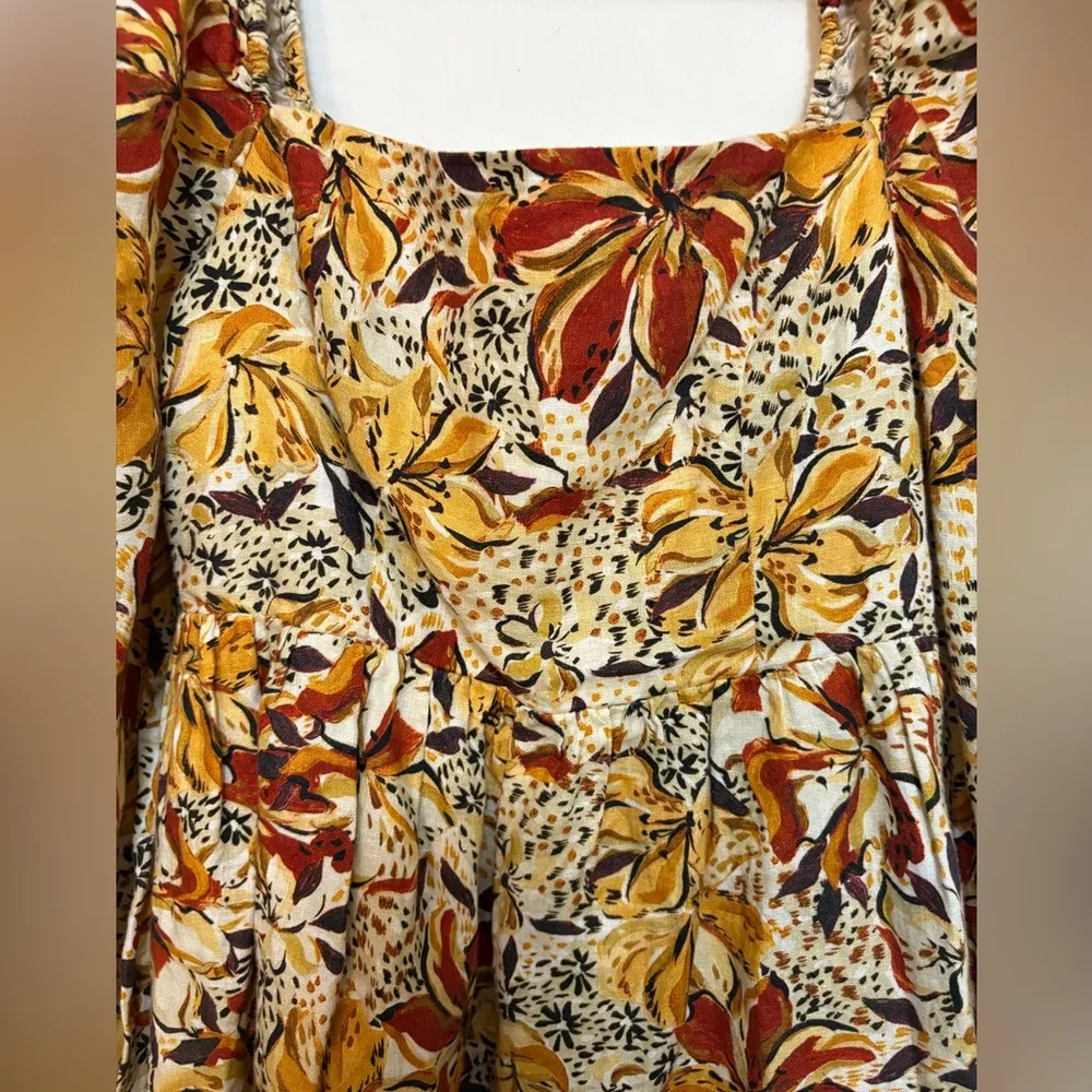 NWT & Other Stories mini smock dress w/ volume sleeves in autumnal floral Size 4 - Image 8