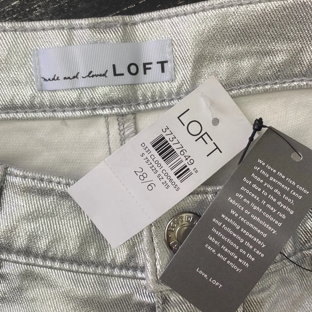 Ann Taylor Loft Silver Coated High Rise Straight Leg Jeans NEW 28 6 - Image 8