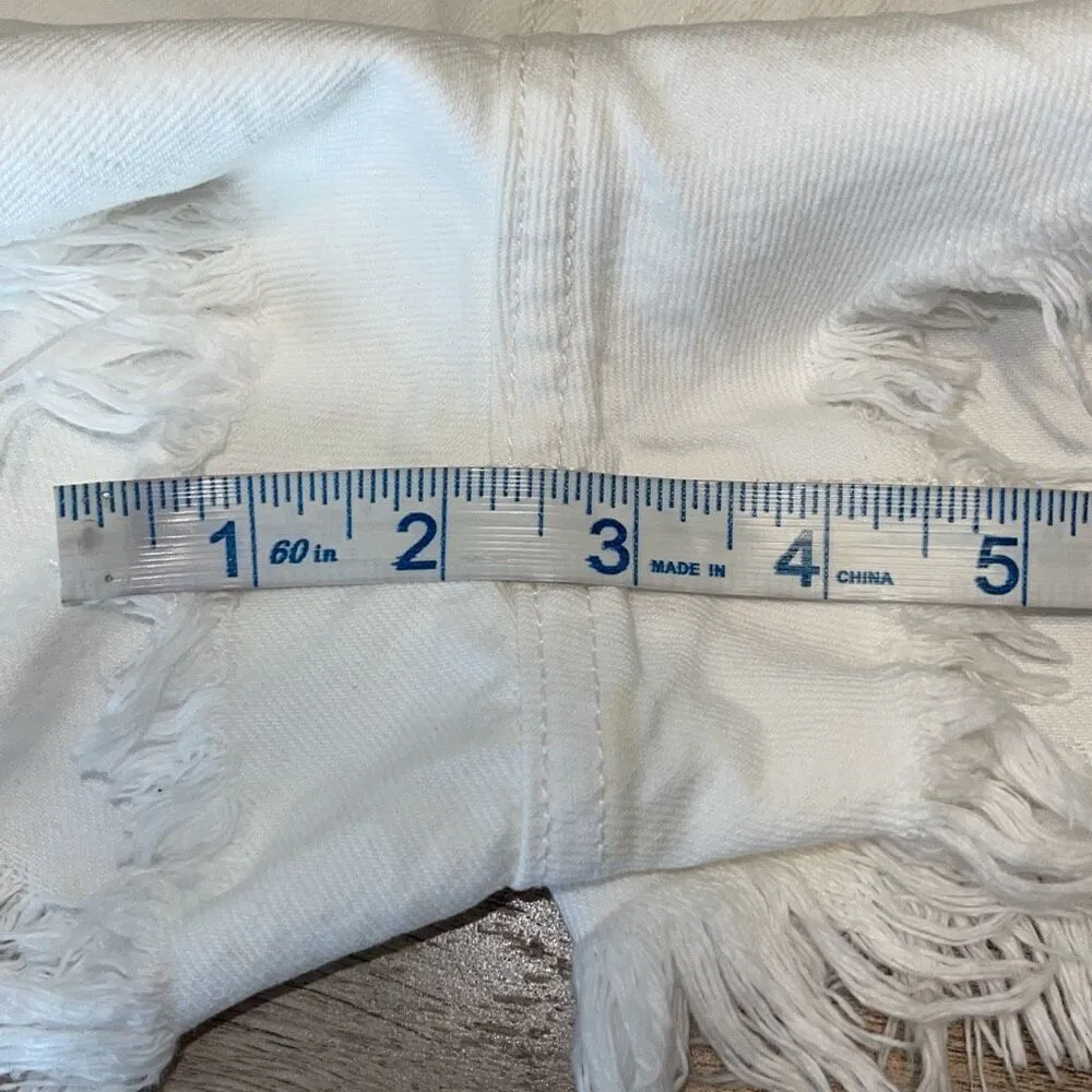 Zara Womens Frayed Hem High Rise Button Fly Denim Shorts‎ White Size 8 - Image 8