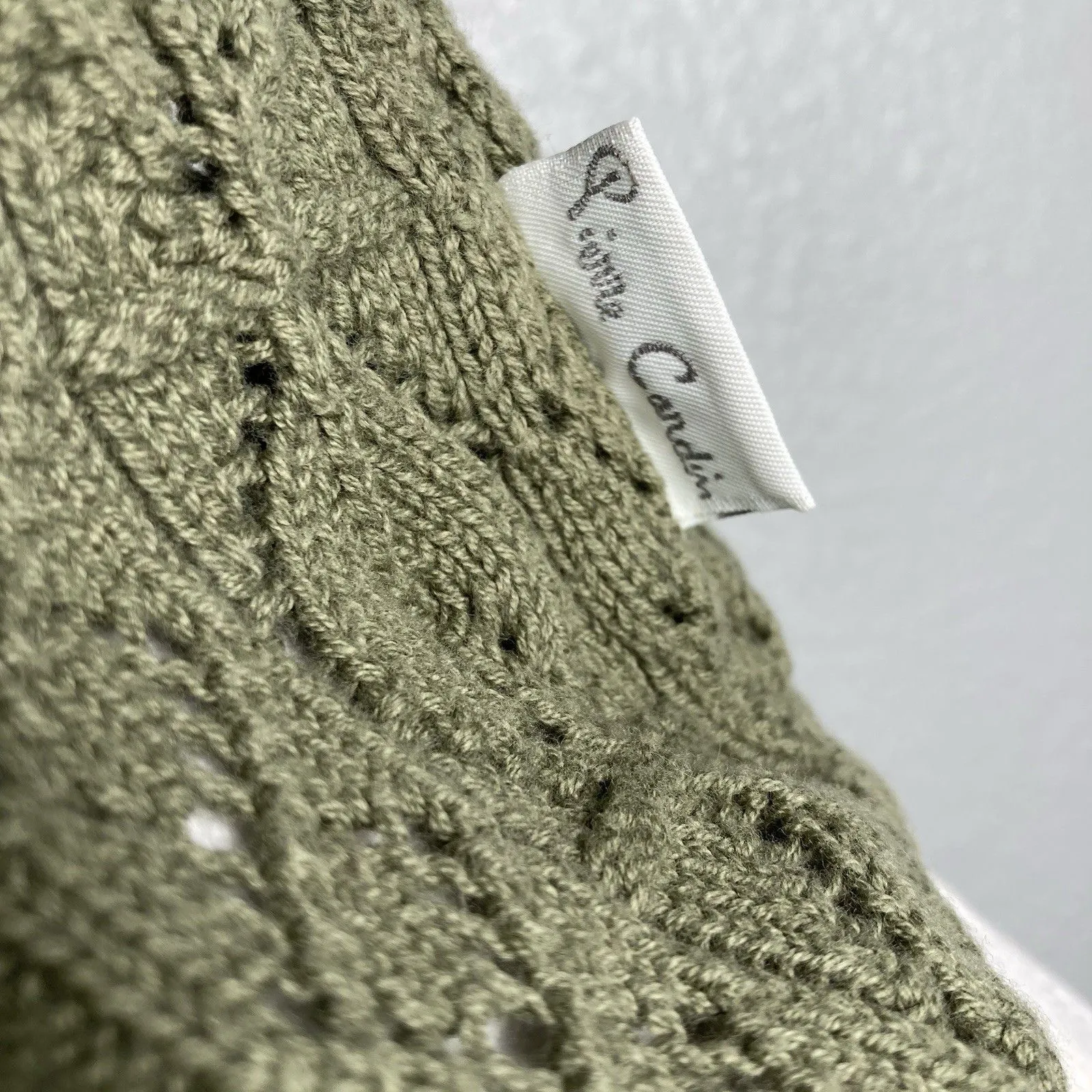 Vintage Pierre Cardin Crochet Vest Sz M Boho Cottagecore Neutral Khaki Green USA - Image 3