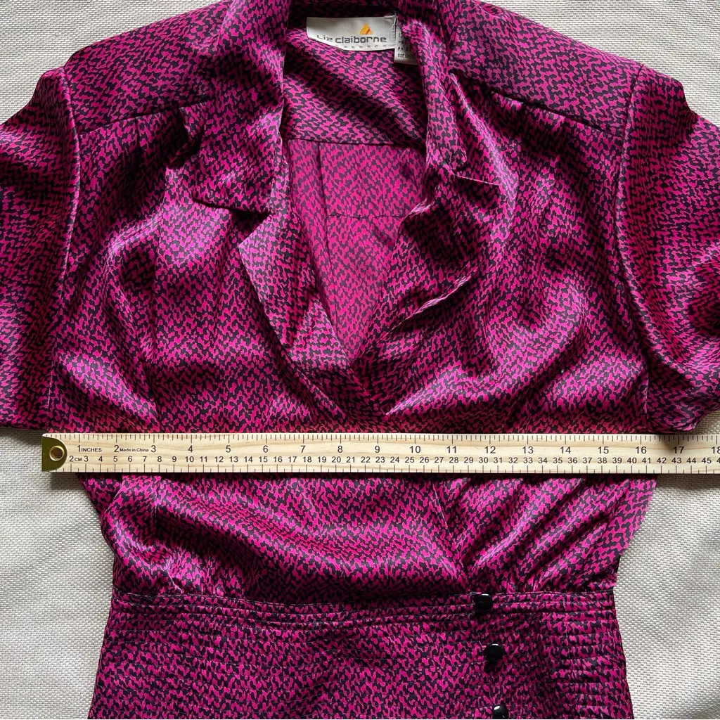 VTG 80s Liz Claiborne Blouse with Shoulder Pads Size 8 Retro Dopamine Dressing - Image 9
