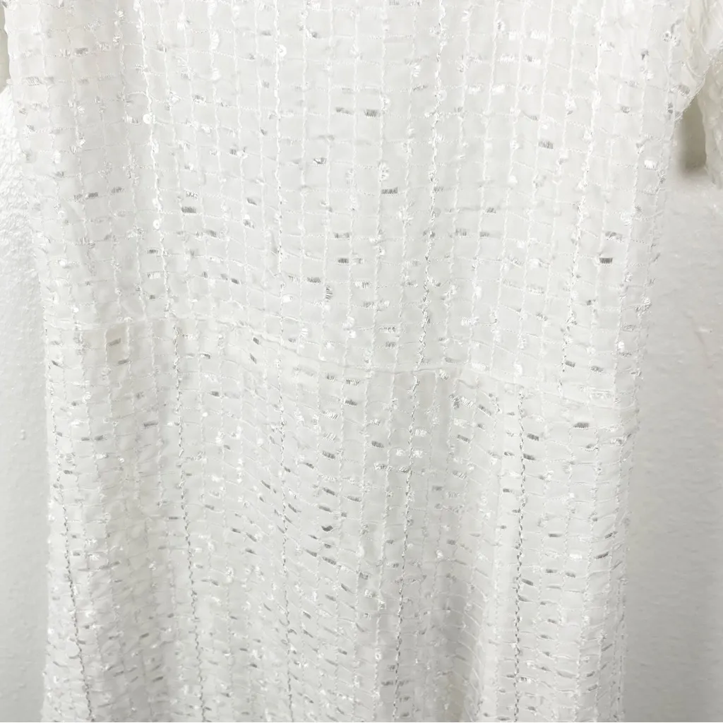 LULUS Sincere Sweetness White Textured Open Back Front Slit Midi Dress Medium - Image 6