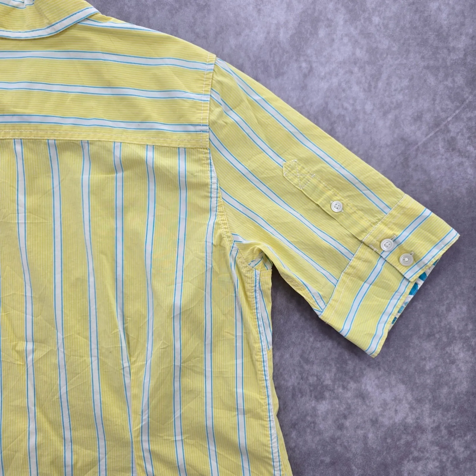 Yellow Stripe Vacation Beach Preppy L.L. Bean Cotton Butterfly Classic Top Large - Image 10
