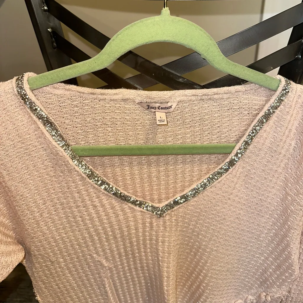 Distressed Juicy Couture V-neck Sweater - Image 2