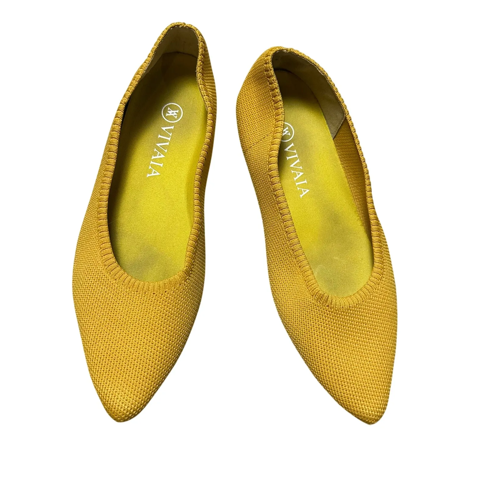 Vivaia Pointed Toe Ballet Flats Ginger Yellow Size 8 - Image 2