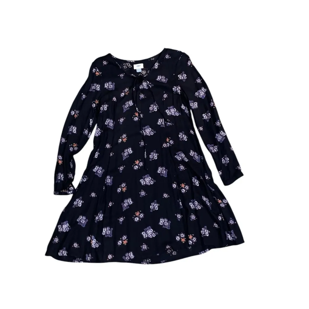 Navy blue ,purple & pink floral long sleeve knee length boho dress - Image 2