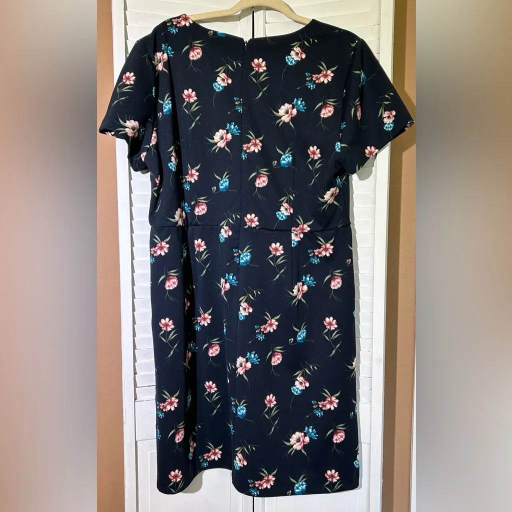 Ann Taylor LOFT outlet womens size 16 navy blue floral pocket midi dress NWT - Image 5