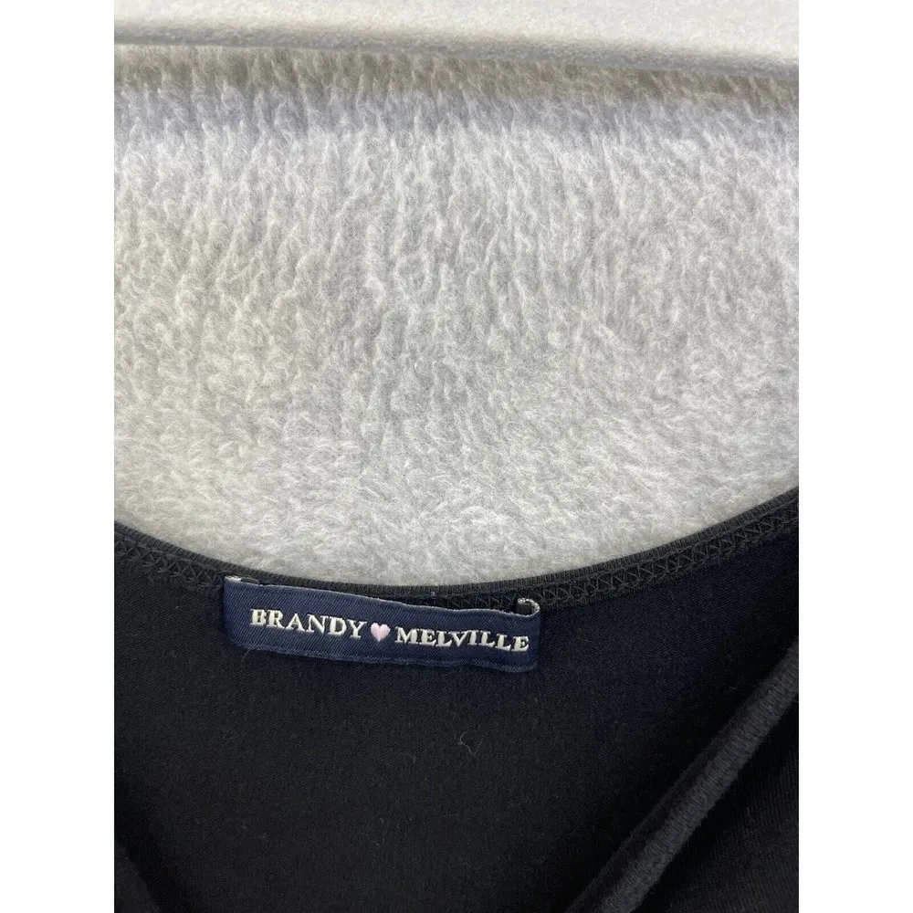 Brandy Melville Women's Tank Dress Solid Black One Size Mini Scoop Neck Cotton - Image 5