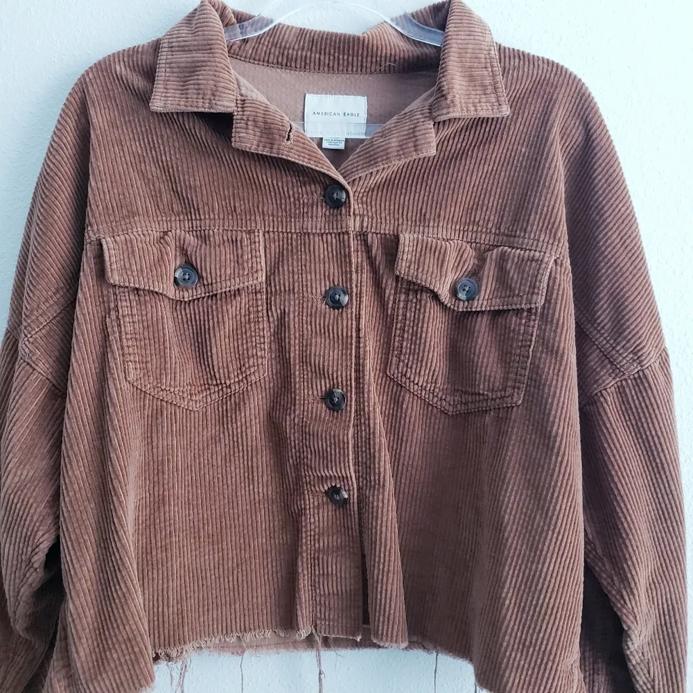 American Eagle Corduroy Distressed Cropped Jacket - Image 2