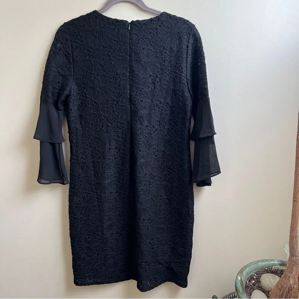Chico’s black Lace Ruffle-Sleeve Dress Size 00 (XS-2) - Image 4