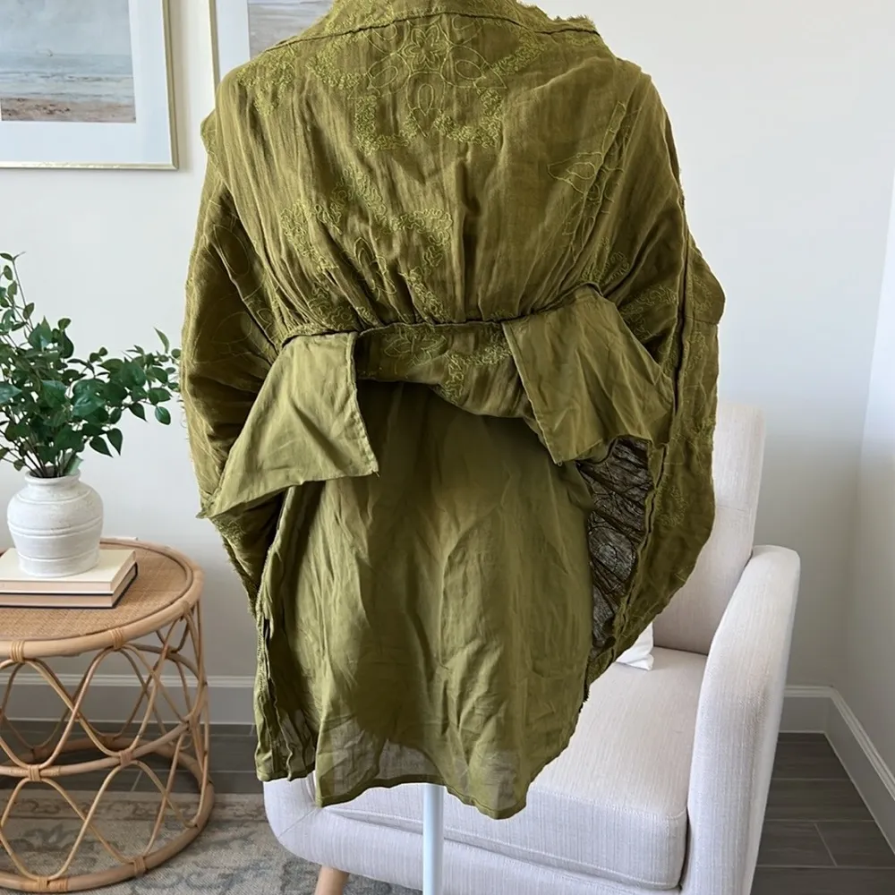 NWOT Free People Picking Petals Embroidered Mini Tunic Dress in Cardamom Seed XS - Image 12