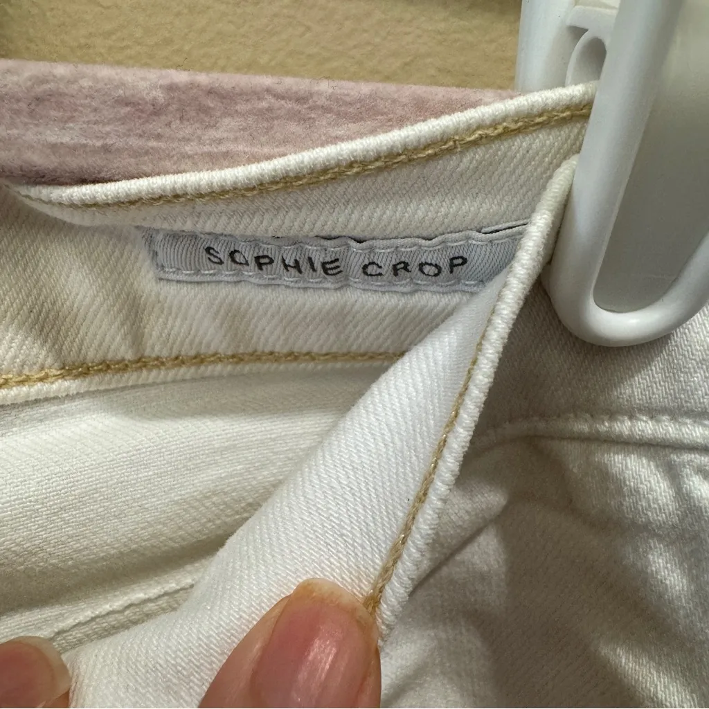 Agolde Sophie Crop‎ Skinny Denim Jeans in White Shoreline Destruct Size 27 - Image 4