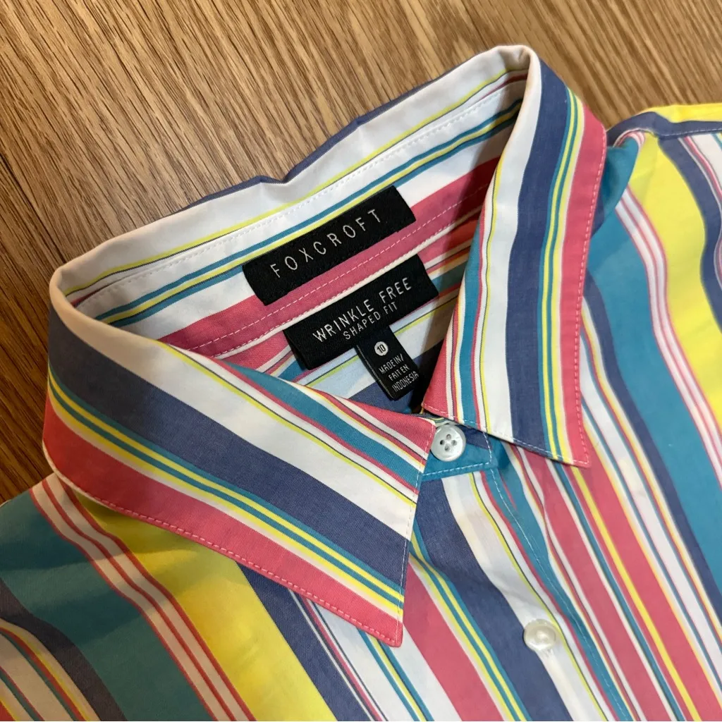 Foxcroft Women's Button Up Shirt Long Sleeve Wrinkle Free Classic Stripe Size 10 - Image 3