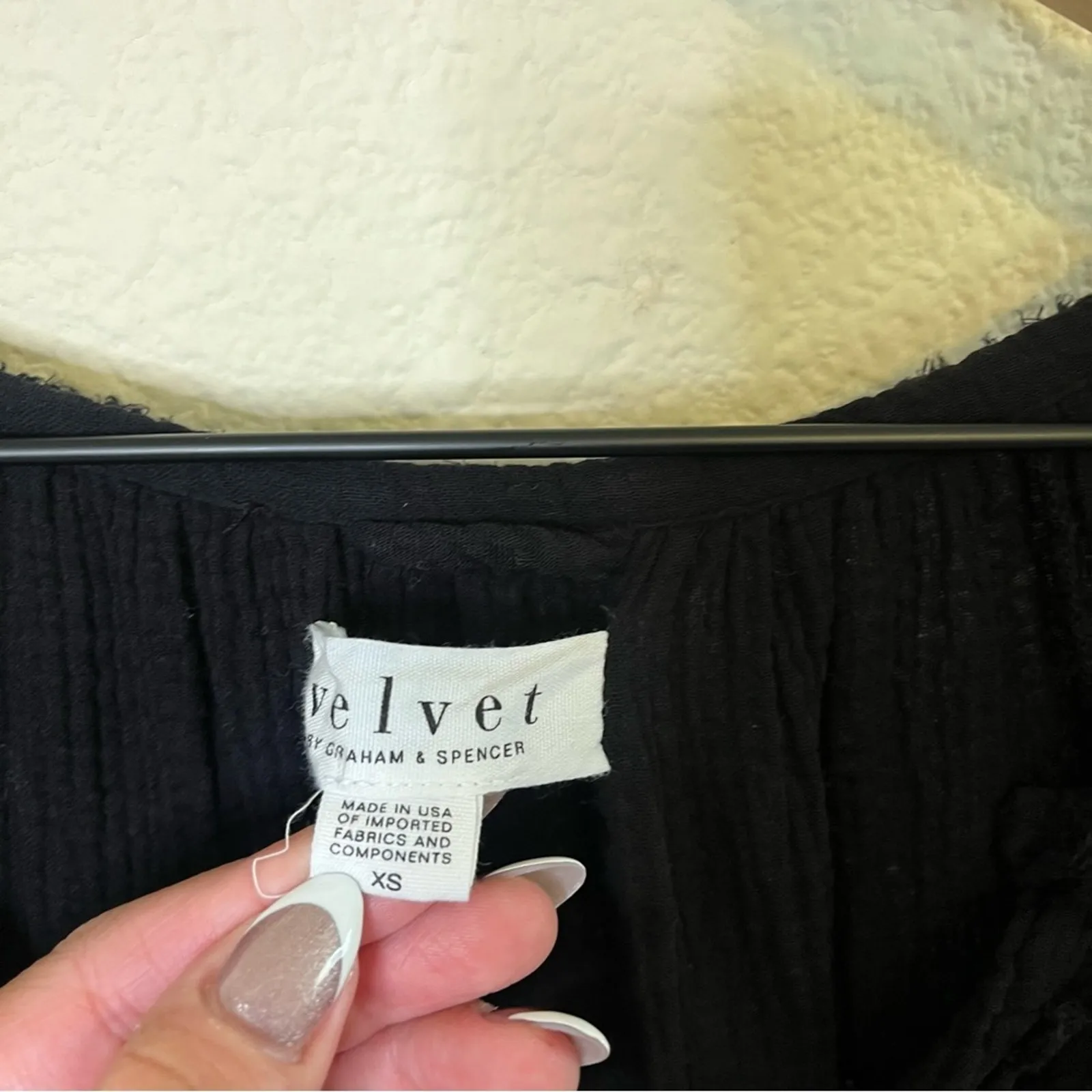 Velvet by Graham & Spencer Cotton Gauze Midi Tunic Dress Black Long Sleeve XS - Image 7