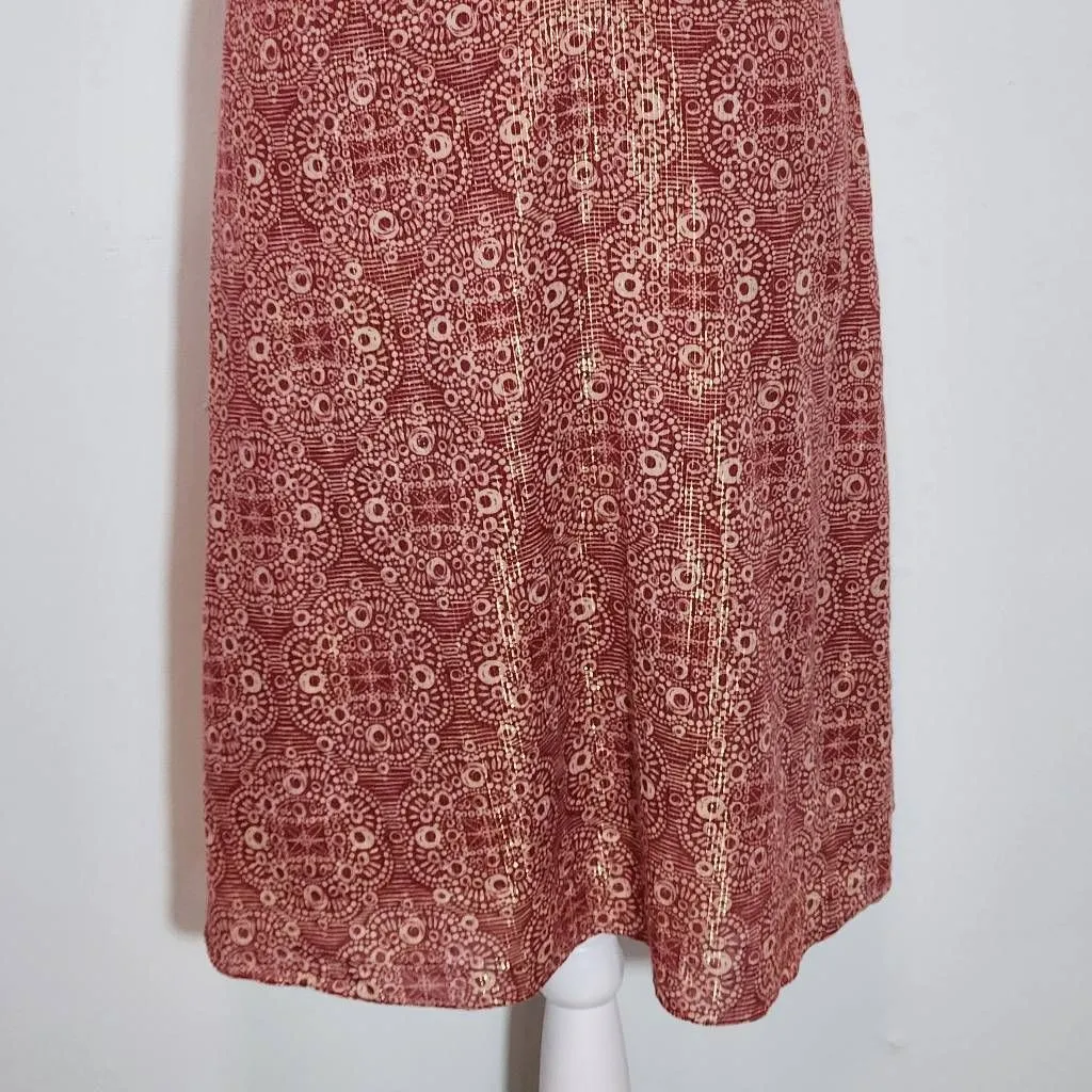 BCBGMaxAzria Red and Gold Dress with Sash SIze Small Wedding Guest Dress - Image 4