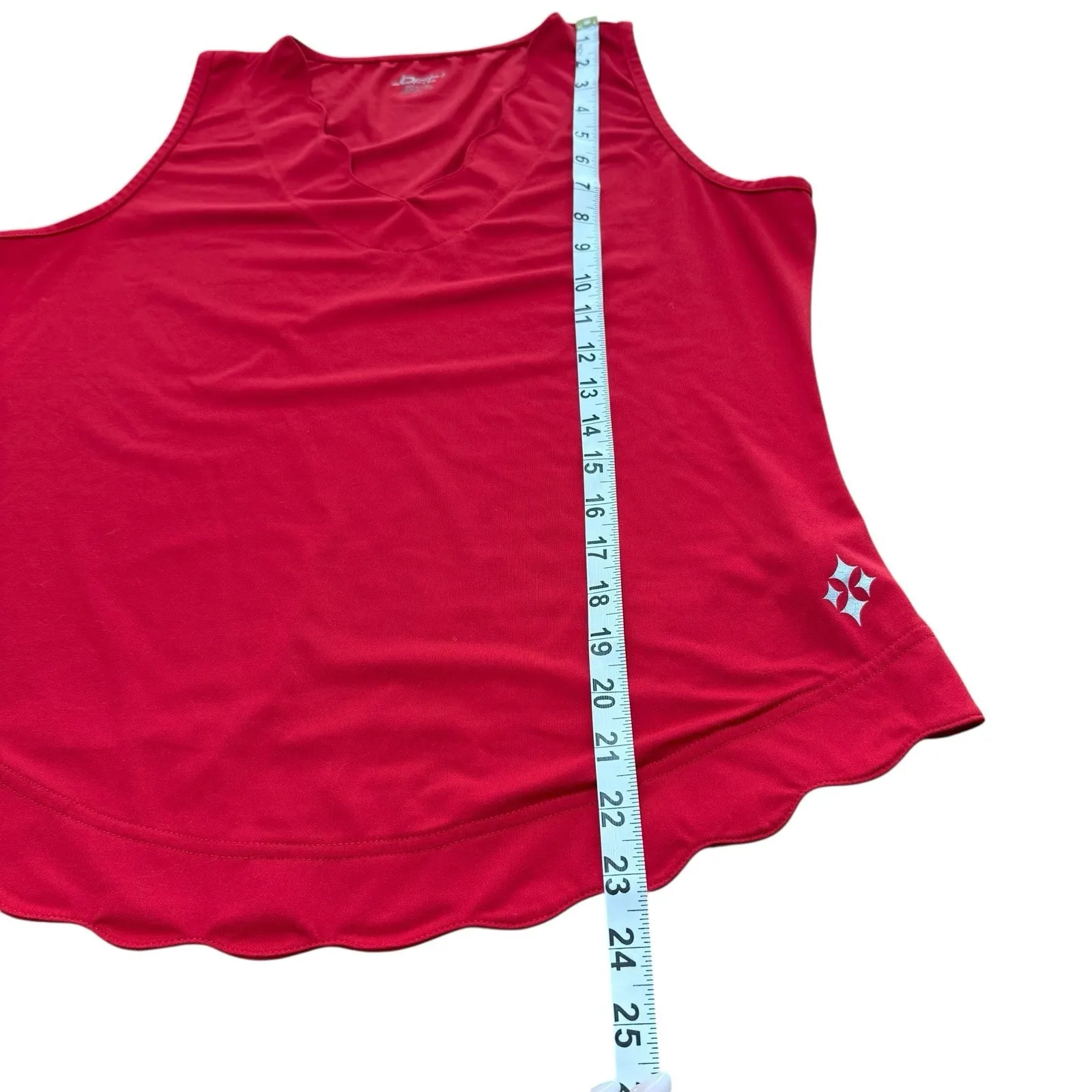 JoFit Red Sleeveless Scalloped Neck/trim Golf Tennis‎ Shirt Top Large Size 12 - Image 6