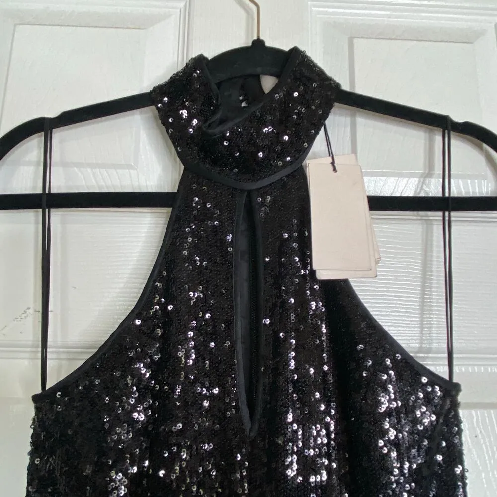 NWT CINQ A SEPT Shelby Jumpsuit Black Sequin Size 0 New Party Sexy Cocktail - Image 7