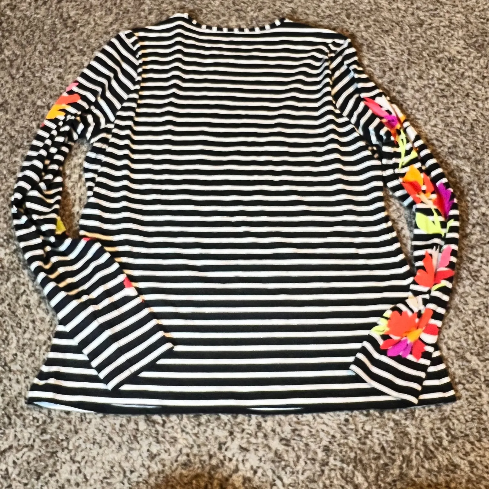 Lands End Striped Floral Long Sleeve T Shirt Women Size Medium - Image 7