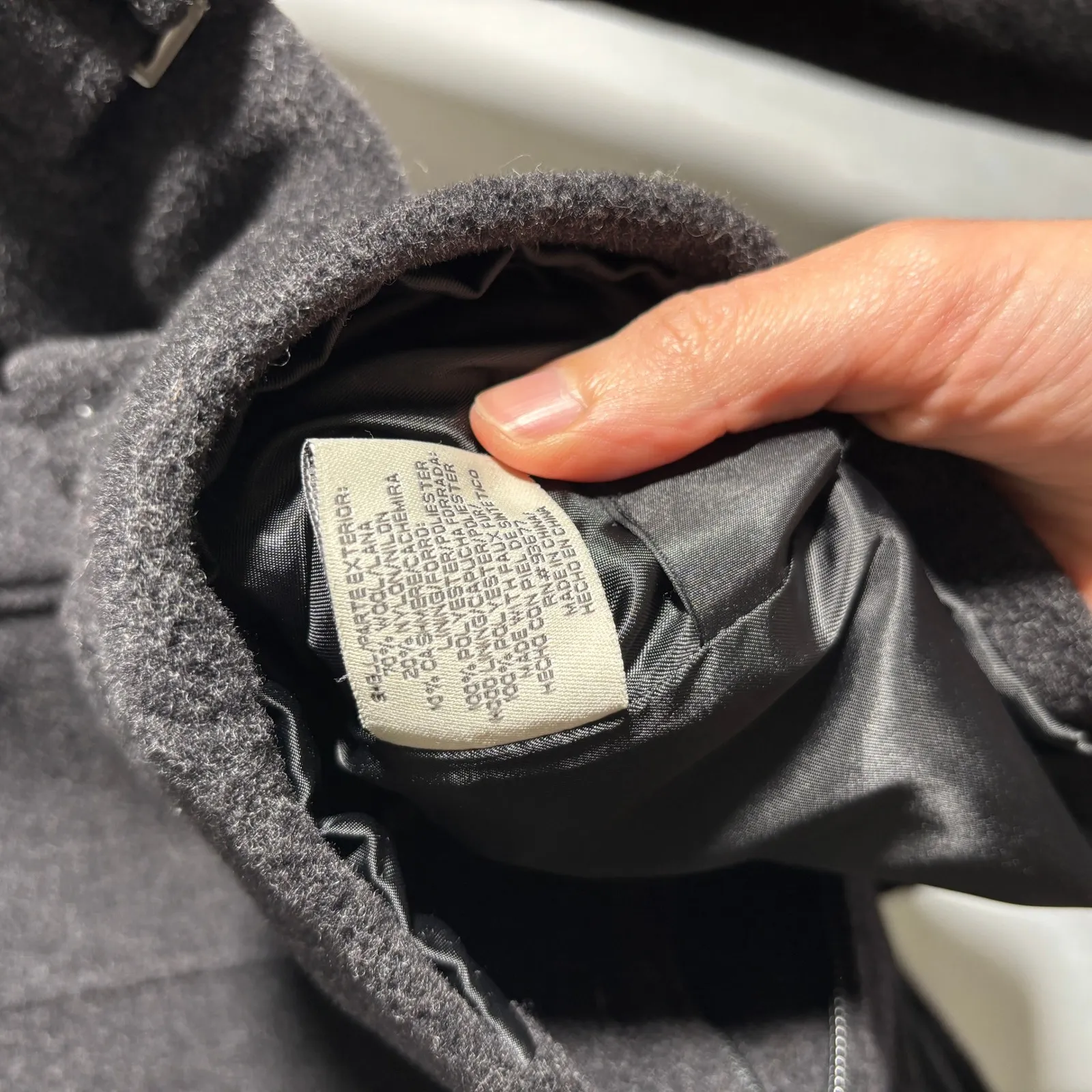 St Johns Bay Women Small Charcoal Gray Hooded Wool Cashmere Blend Coat Jacket - Image 5