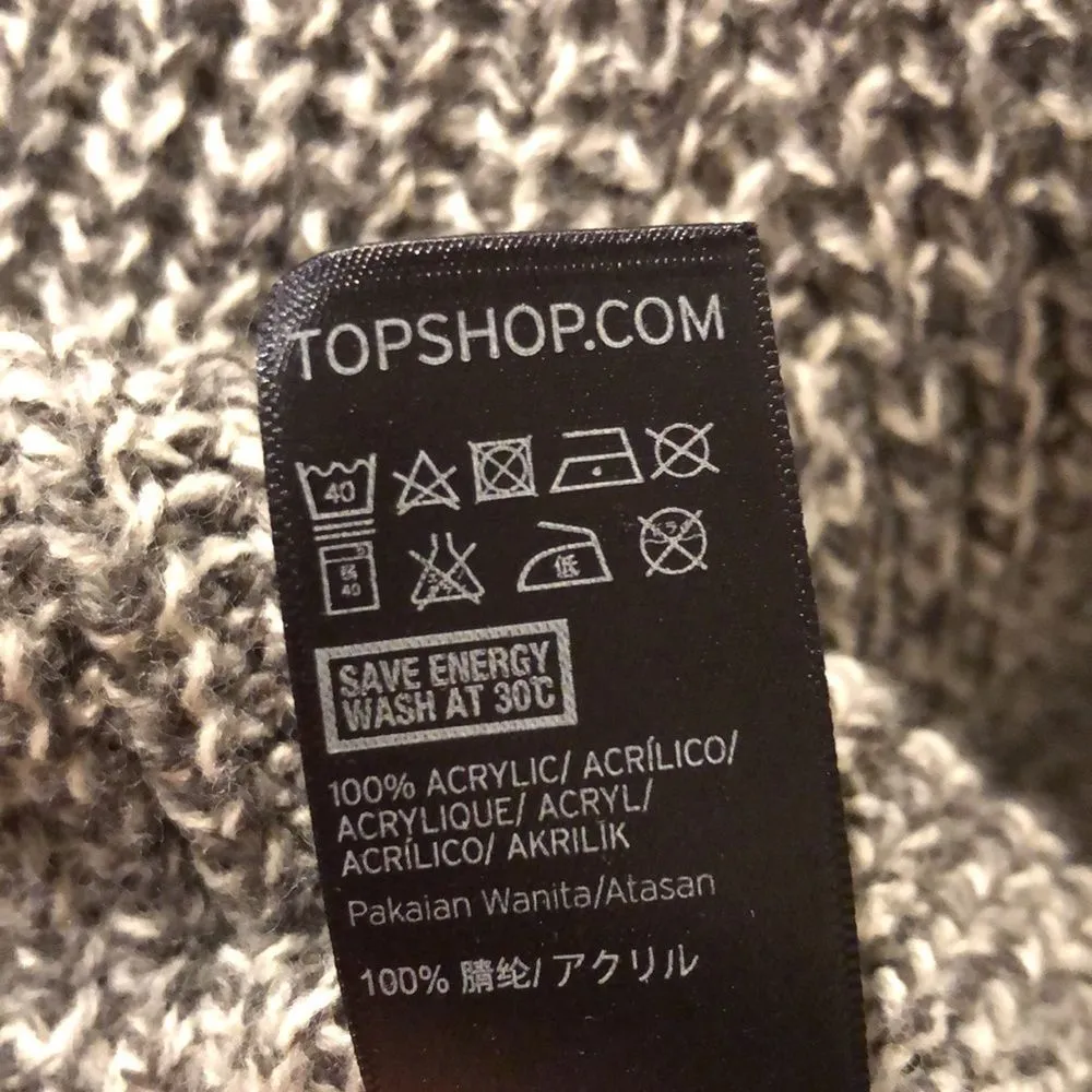 TOPSHOP Grey Marled Knit Mock Neck Long Sleeve Sweater Dress Size 8 - Image 3