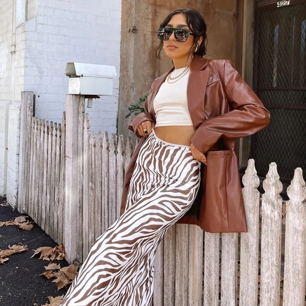 PRINCESS POLLY Jocelyn Brown Leather Jacket - Image 3