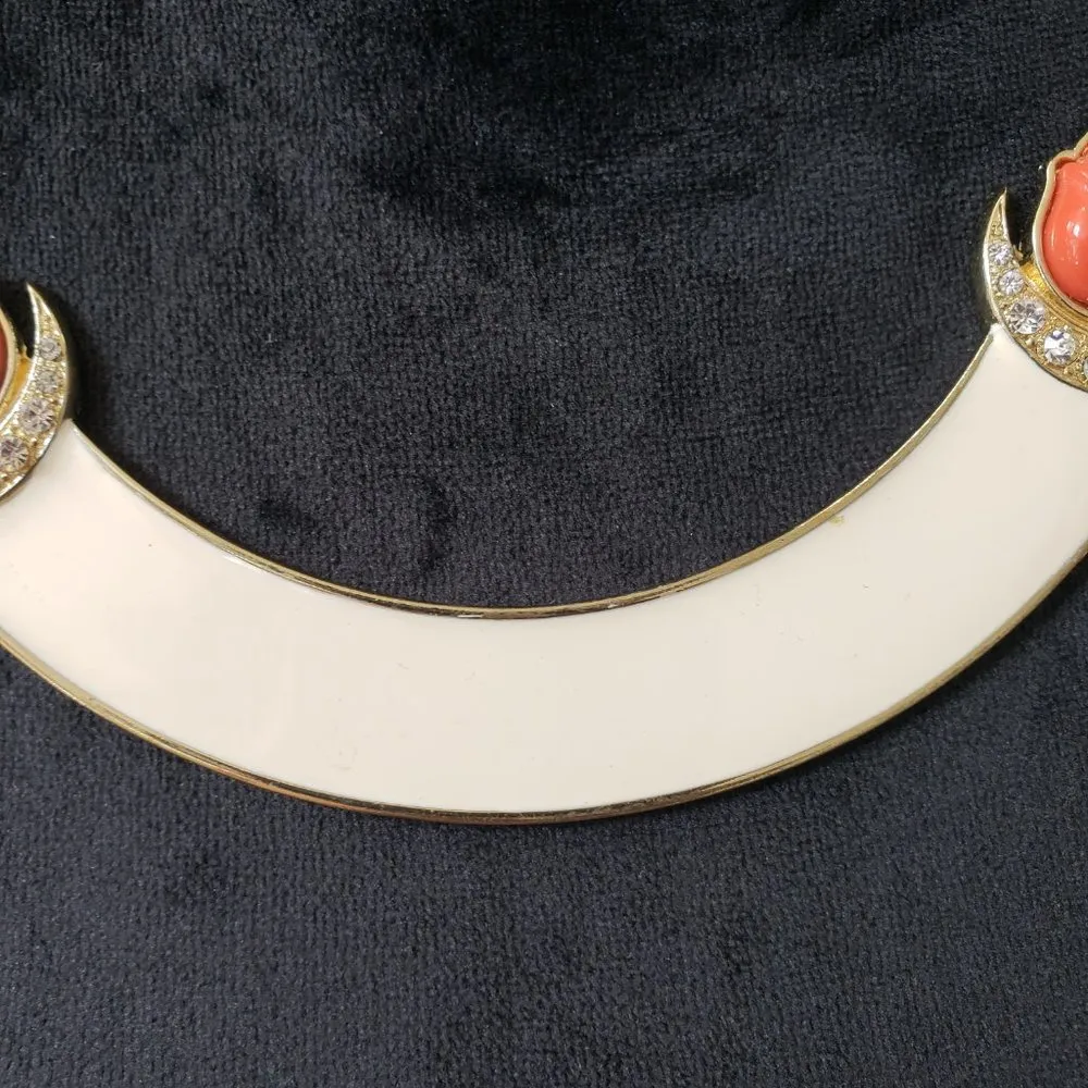 Womens Fashions Multicolor Broach Style Collar Necklace with Lobster Clasp Gold - Image 5