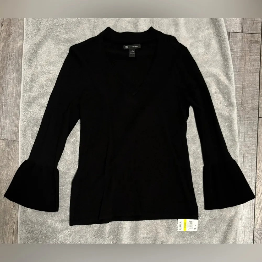 INC NWT  Black V- Neck Choker Top - Image 2