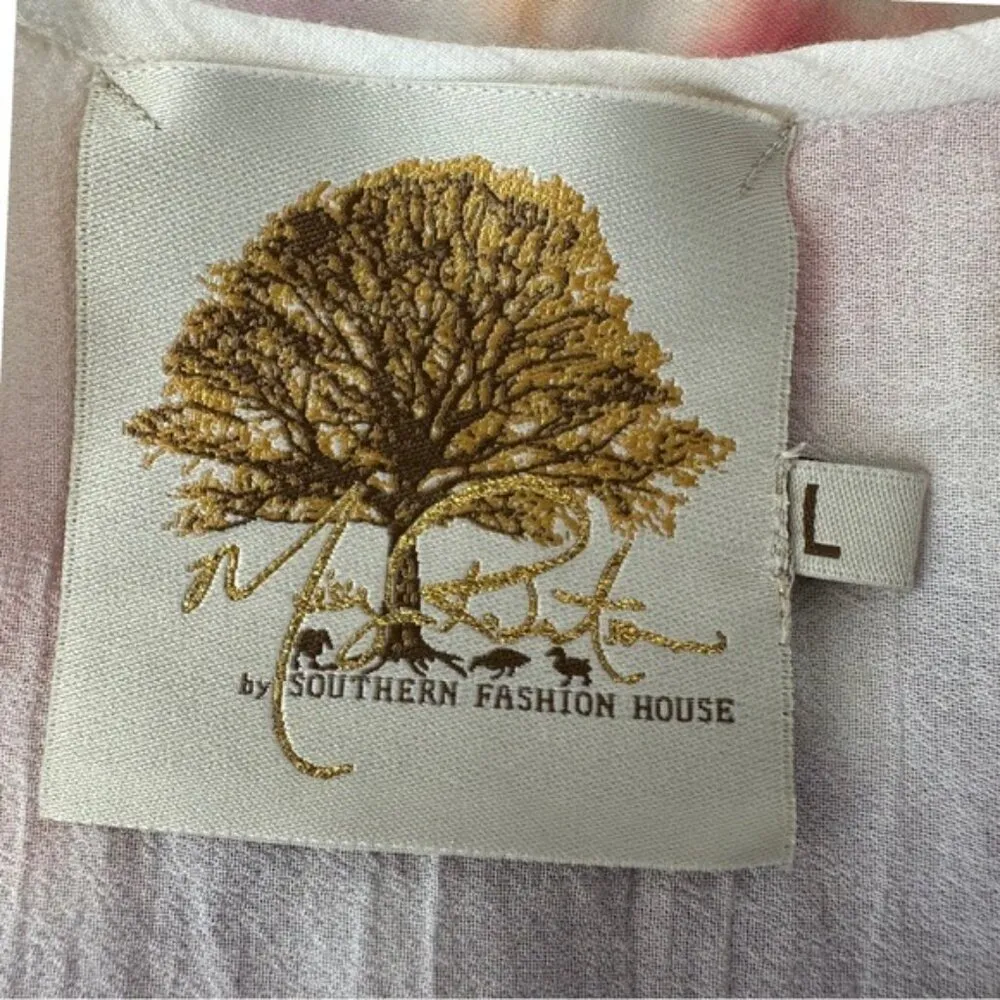 Missy Roberson White Gauze Lightweight Breathable Statement Neck Boho Beaded Size L - Image 4