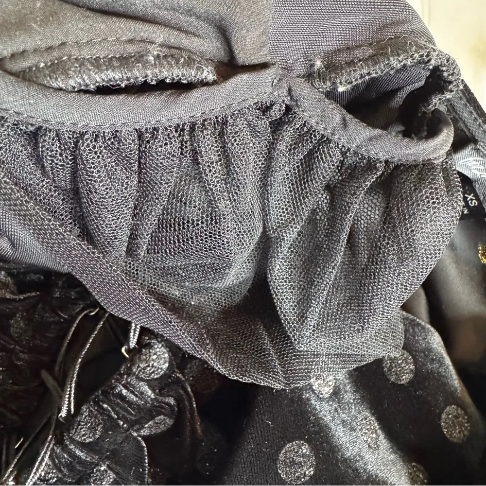 For Love & Lemons Elisa Velvet Glitter Dot Lace Up Cropped Top Black Size XS - Image 11