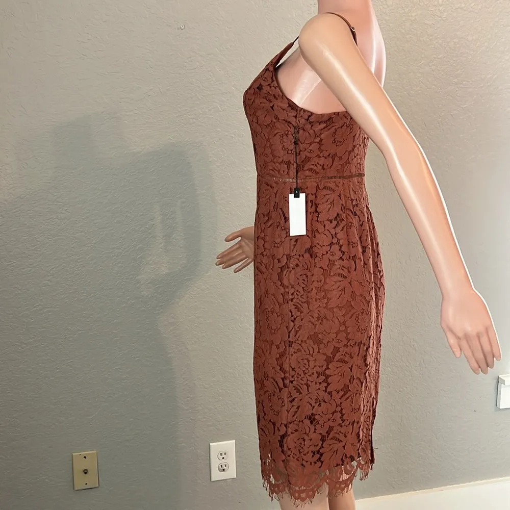 ASTR the Label BROWN Lattice Inset Lace V Neck Mini Dress NEW Sz MEDIUM NWT #139 - Image 10