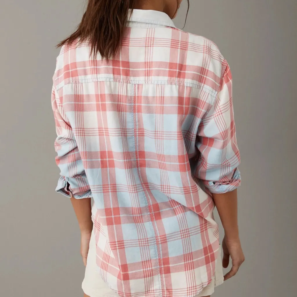 American Eagle Outfitters Oversized Plaid Polo Shirt - Image 2