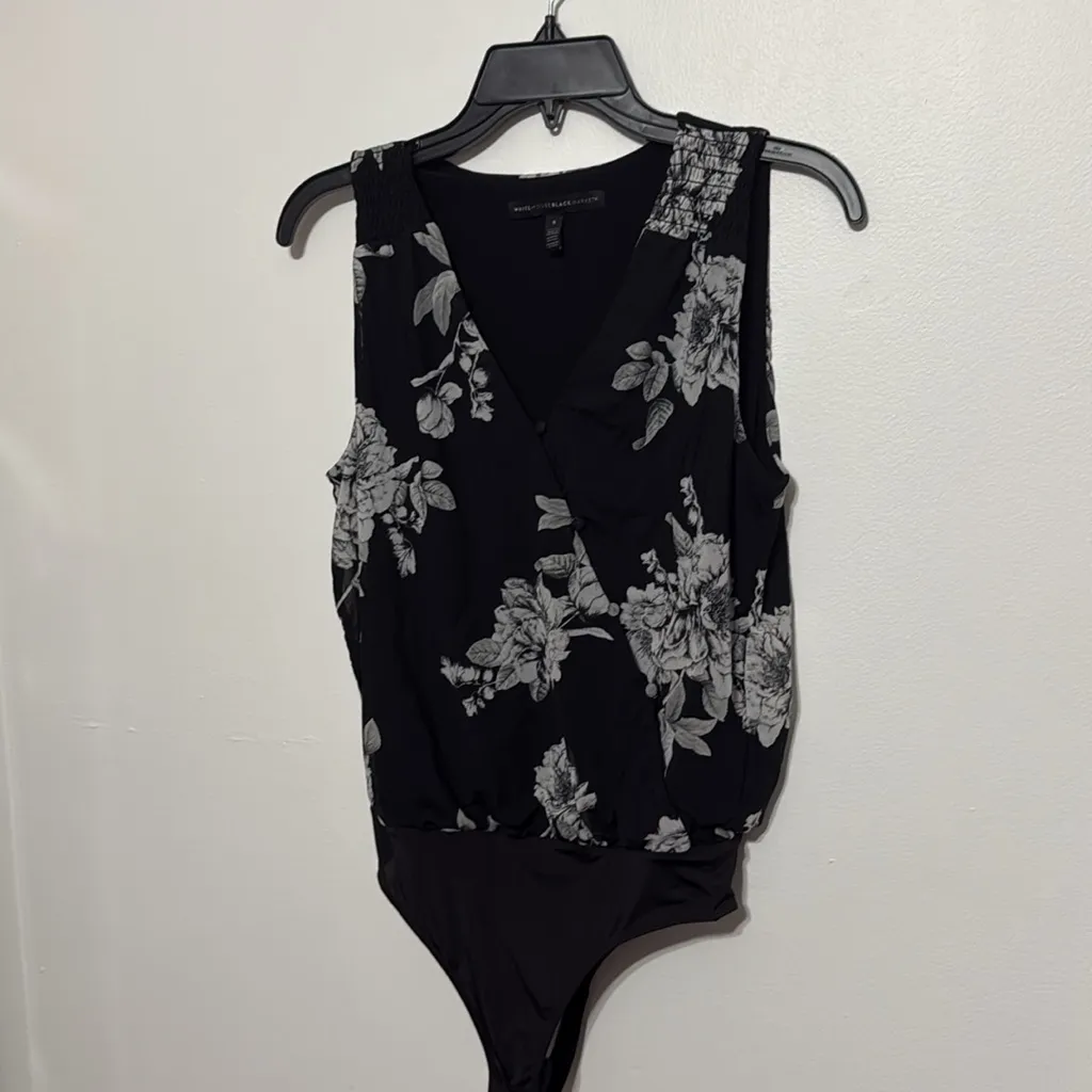 White House Black Market floral covered button mesh bodysuit - Image 3