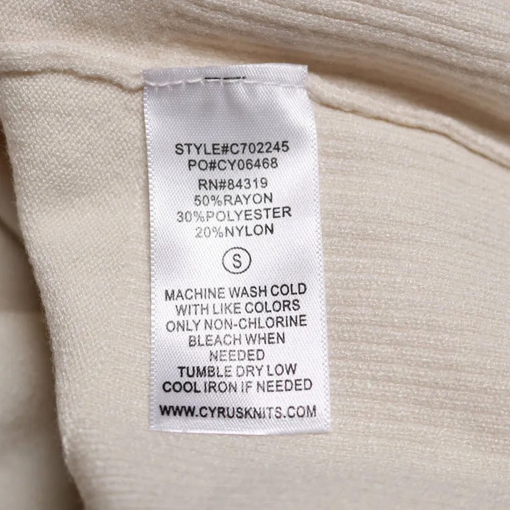 Cyrus Raya by  Knits Waffle Cowl Neck Sweater in Pearl Puff Cream Ivory Size S - Image 11