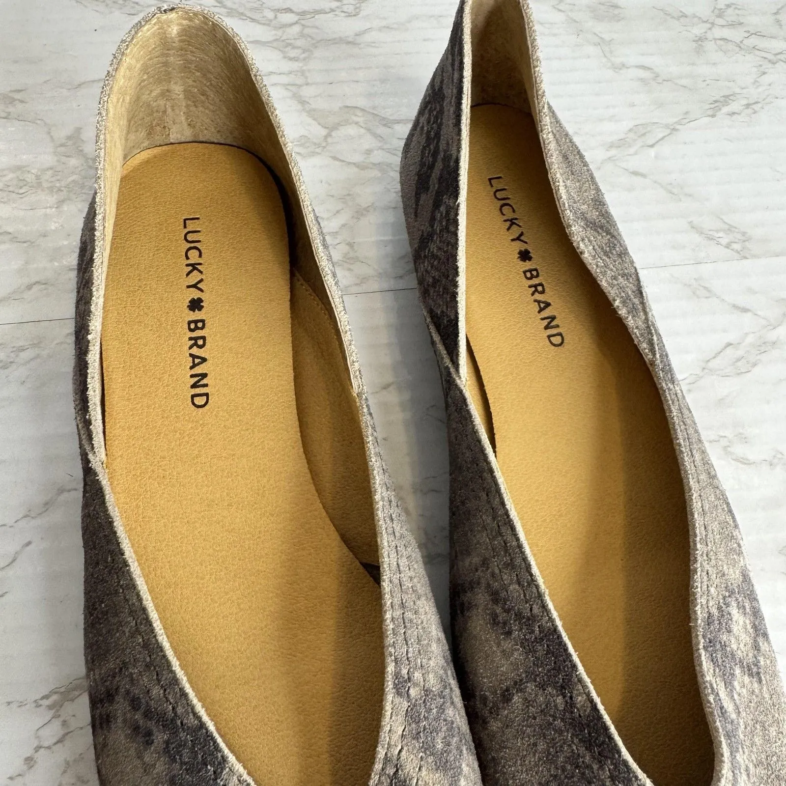 Lucky Brand Shoes Womens Size 9 M Gray Snake Print Flats Slip On Ballet Comfort - Image 11