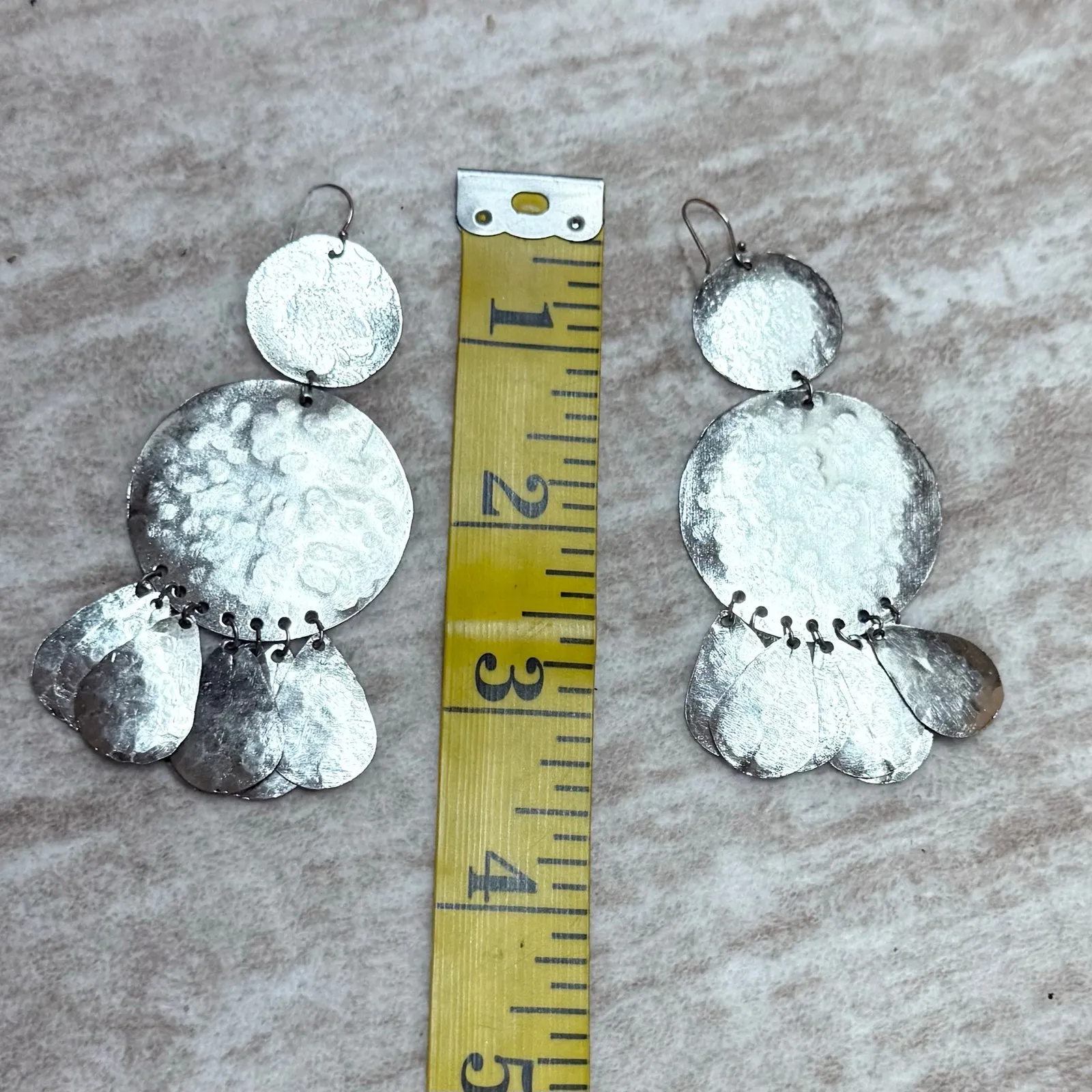 Earrings Bundle 4 Pairs Gold Silver Fashion Jewelry Oversized Hoops Chandelier - Image 5