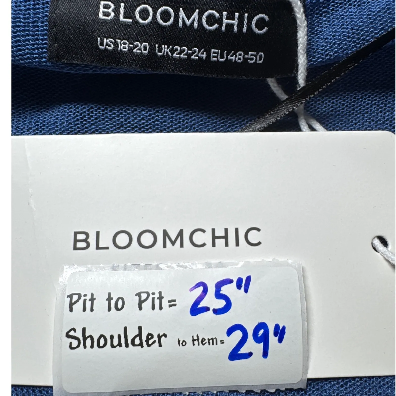 Bloomchic Blue Knit Long Sleeve Tunic Cover Up Beach Dress Plus Size Size undefined - Image 3