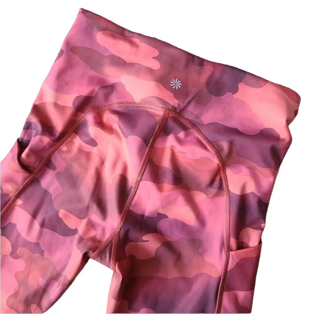 ATHLETA Ultimate Stash Printed 7/8 Tight Leggings Burgundy Pink Cloud Print Sz S - Image 7