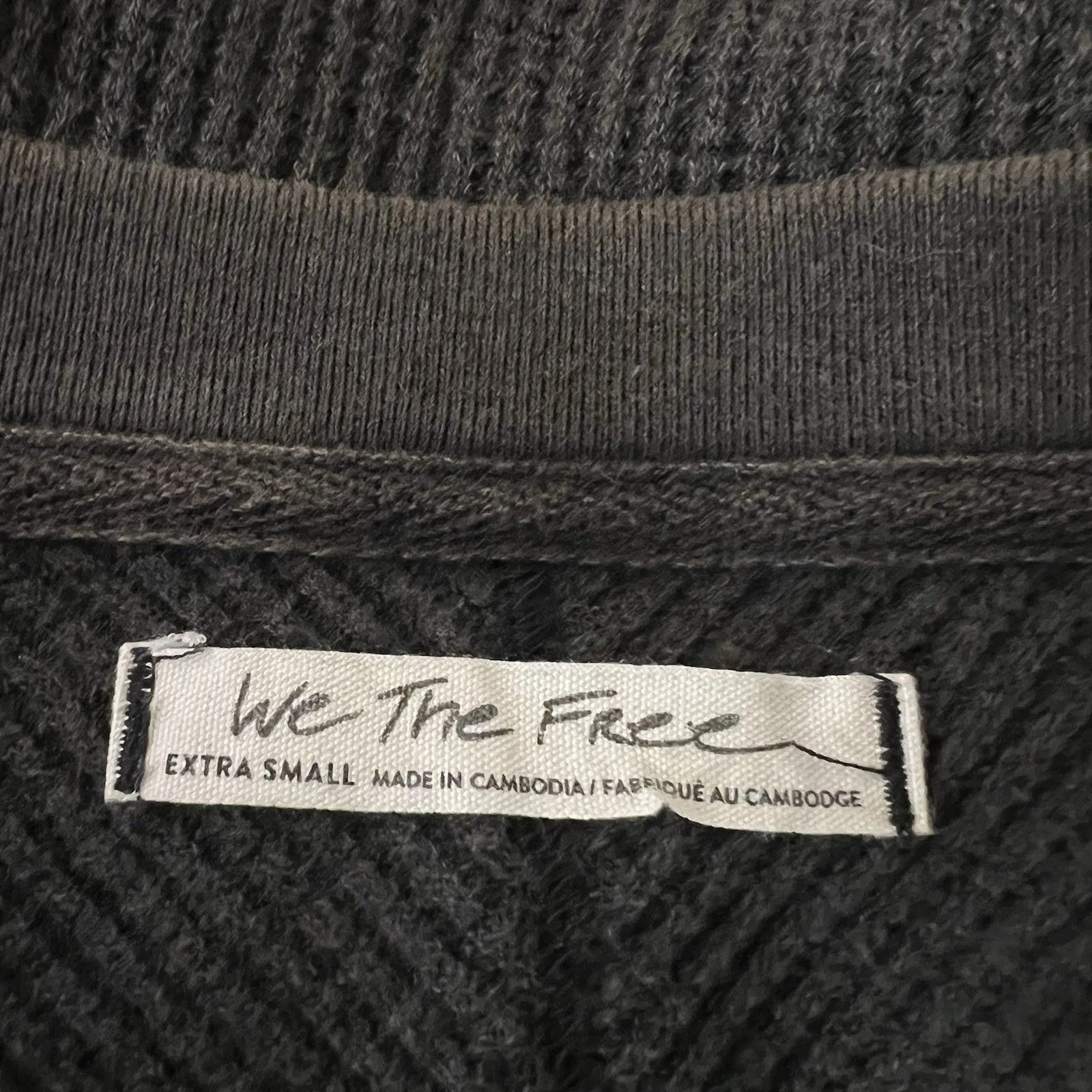 Free People Thermal Shirt Womens XS Monterey Oversized Waffle Knit Multicolor - Image 3